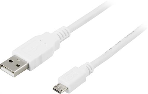 USB 2.0 kaapeli, A uros - Micro-B uros, valkoinen, 1m USB 2.0 kaapeli, A uros - Micro-B uros, valkoinen, 1m